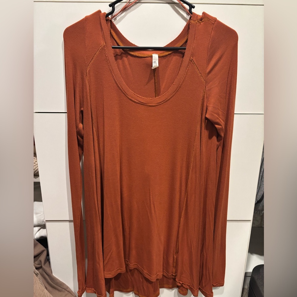 Free People Terracotta Long Sleeve Top
